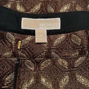 MICHAEL Michael KORS Metallic Gold Brown Trousers